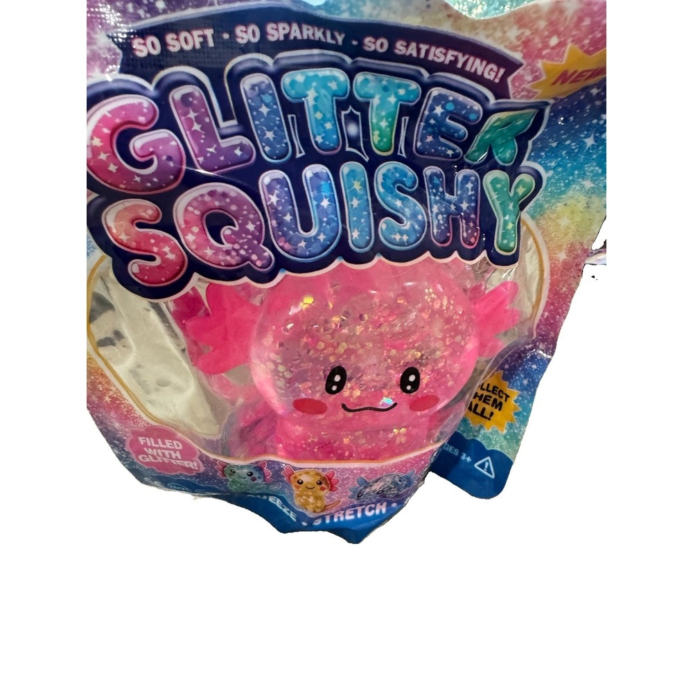 NEW Glitter Squishy Axolotl Jelly Toy HotPink Sparkle Sensory Fidget Stress Ball